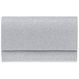 Caspar TA400 Women's Elegant Glitter Fabric Clutch Bag/Evening Bag with Long Chain, silver