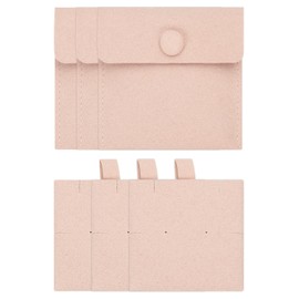 PATIKIL 8 x 8 cm Microfiber Jewelry Pouches, Snap Button Velvet Jewelry Pouches with Insert Luxury Gift Bag for Storing Ring Bracelets Necklaces Earring Envelopes, 3 Pcs (Pink)