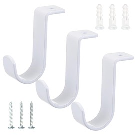 Kowibcl Curtain Rod Brackets for Ceiling-Mounted, Drapery Rod Holder for 1"Diameter Rod, Set of 3,White