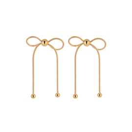 Sylph 18k Gold Bow Drop Dangle Earrings for Women trendy prom Long Tassel Chain Earrings Wedding Statement Jewelry