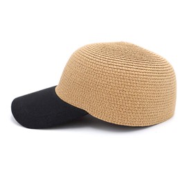 surell Straw Baseball Cap - Stylish Black Summer Beach Hat - Women Girls Straw Sun Hat - Hand Woven Summer Travel Cap (Natural, Black)