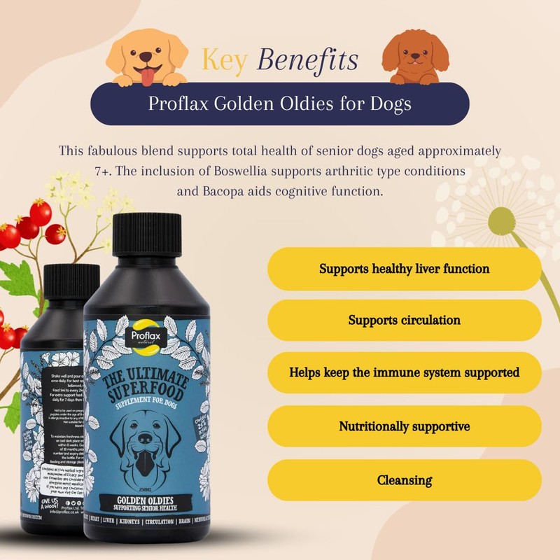 Proflax Natural Golden Oldies Supplement for Senior Dogs, 250ml -