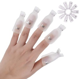 HiMo 10PC Plastic Acrylic Nail Art Soak Off Cap Clip UV Gel Polish Remover Wrap Tool (White)