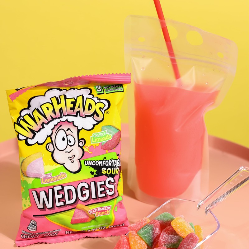 WARHEADS Wedgies - Sour Chewy Candy - Pink Lemonade, Cherry