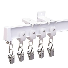 MaKefeile Bendable Ceiling Curtain Track Ceilings Mount or Wall Mounted Heavy-Duty Room Divider Curtains Rails for Living room Bedroom Shower Privacy RV Garage Dividers with Clips，White 6 FT