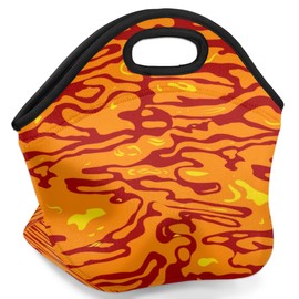 bisibuy Hot Lava Background Red Neoprene Lunch Bag Soft Washable Lunch Box Reusable Insulated Lunch Bag Lightweight Meal Prep Bags for Office Work Picnic Beach