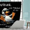 Black and White Shower Curtain,Funny Quotes Duck Bathtub Curtain,Animal Pet