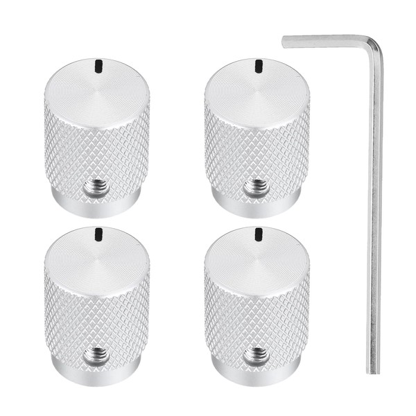 sourcing map 4 Pcs Aluminium Potentiometer Knobs, 1/4"(6mm) IDx1/2"(12.5mm) ODx5/8"(16mm)