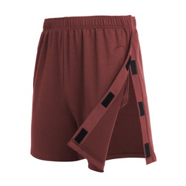 Deyeek Mens Tearaway Shorts Post Knee Surgery After Hip Surgery Snap On Shorts for Women Rip Off Zipper Pants with Pockets Burgundy