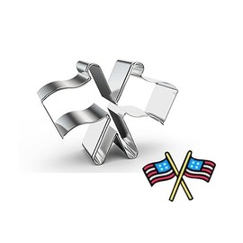 WJSYSHOP Crossed American Flags Checkered Flags Shape Cookie Cutter