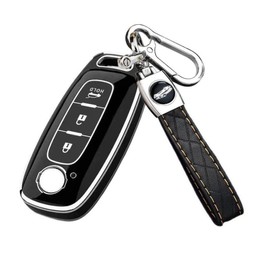 [YANMW] Sakura Key Case Compatible Nissan Aria Key Cover New Model X-Trail Smart Key Case TPU (Silver Edge Black), silver edge black