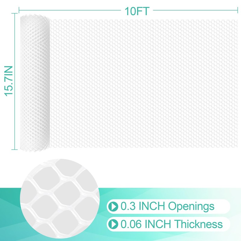 Plastic Mesh Fence Sheet 15.7IN x 10FT - 0.3IN Opening