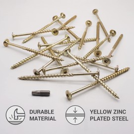(Pack of 20 pcs) Galvanized Steel 6.0 x 120 mm Yellow Wood Screws, Torx Head, Wafer Head, Timber Screws, Partially Threaded (20, 6.0 x 120 mm)