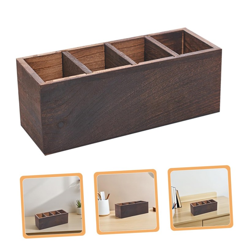 COHEALI Cosmetic Storage Box Wooden Makeup Brush Holder Organizer Desktop