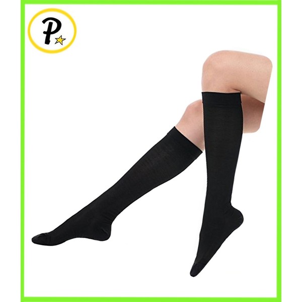 Presadee Women’s Ultra Thin Lightweight 15-20 mmHg Compression Socks Leg Calf Circulation Traveling All Day Support (Black)