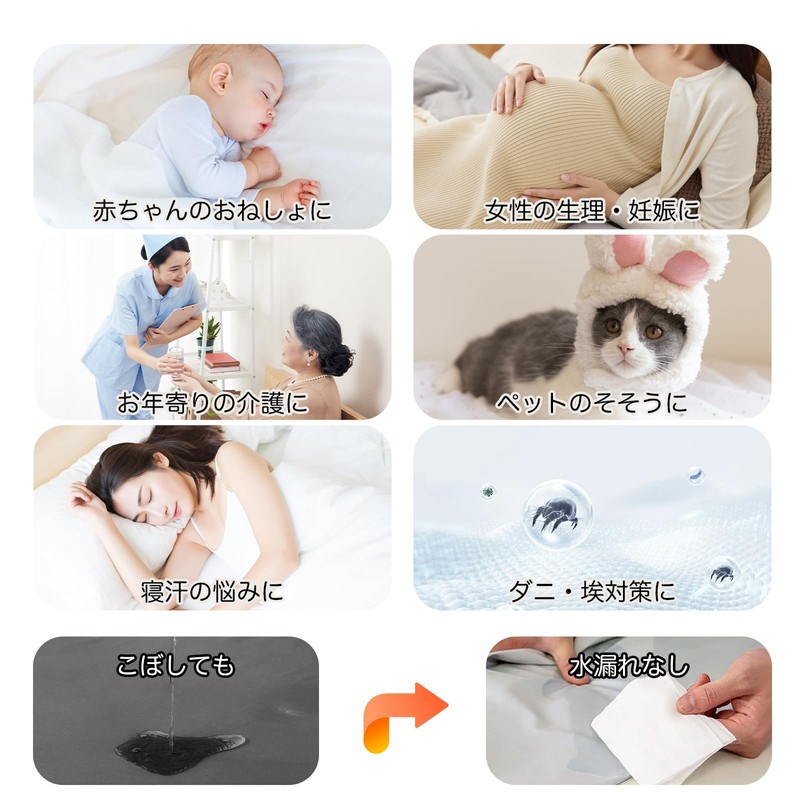 PRETYDAY 2024 Fitted Sheets, Waterproof Sheets, High Density Fabric, Mattress