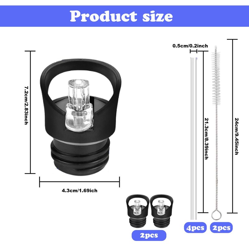 2 Replacement Caps, with Straw, Klean Kanteen Lid, Standard Calibre
