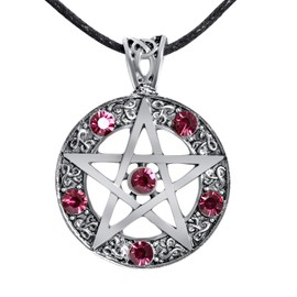 Niche-Finds Pentacle Pentagram Necklace With Amethyst Like CZ Gothic Wicca Jewelry MUltiple Srtone Colors (Dark Purple)