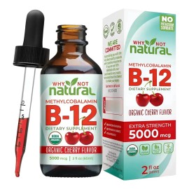 Vitamina B12 Sublingual 5000mcg Why Not Natural Orgánica Cereza