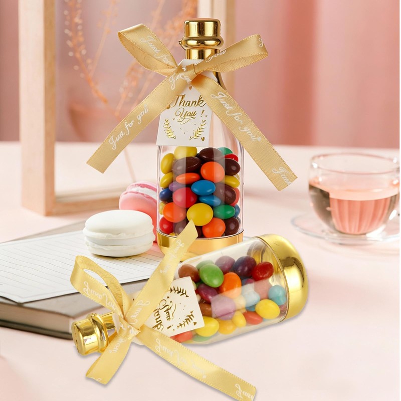 LOLYSIC 36PCS Mini Champagne Bottle Candy Container Shaped Jars Gold