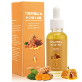 Jutqut Turmeric & Honey Face Oil, Natural Pure Essential Formula – Moisturizing Brightening Hydrating with Jojoba & Coconut Oil, Fades Dark Spots for Glowing Skin