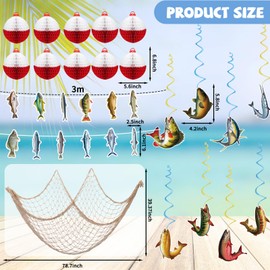 Gone Fishing Party Decorations Fish Decorations Fishing Party Banner Cotton Fish Net Decorations Fishing Bobber Honeycomb Balls Fish Hanging Swirls Fishing Theme Birthday Party Supplies