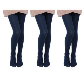 EVERSWE 3 Pairs Pack Kids Girls Microfiber Tights Multiple Colors, Navy, 6-8 Years