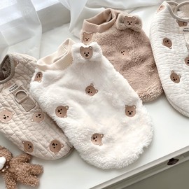Cute Pet Apparel Bear Pattern Cartoon Dog Clothes All Season Sleeveless Puppy Kitten Pullover Soft Skin-Friendly (White, XL (11-20lbs))