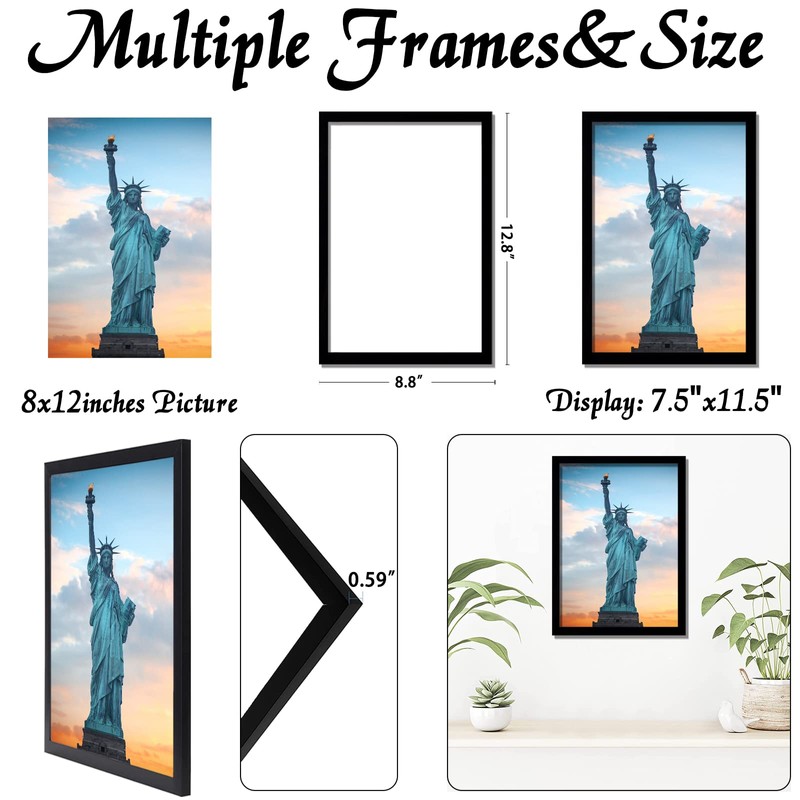 OMAIGAR 8x12 Picture Frame for 8by12 Poster Photo Canvas Certificate