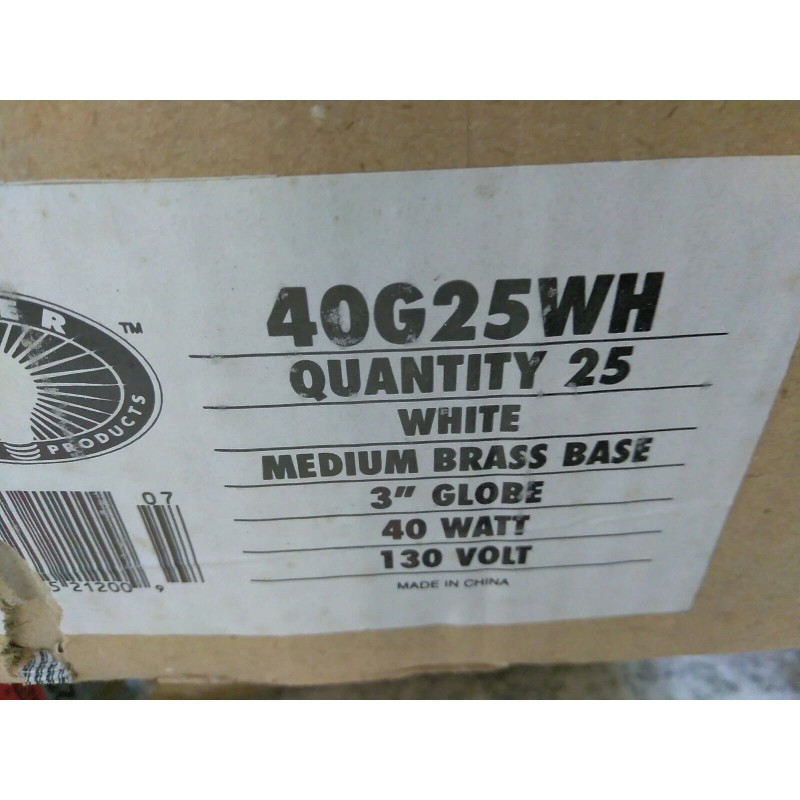 TEIBER 40G25WH 40W G25 Globe 3" 130V Medium BRASS Base