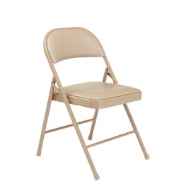 National Public Seating 951 Commercialine Vinyl Padded Folding Chair, Beige(4 Pack)