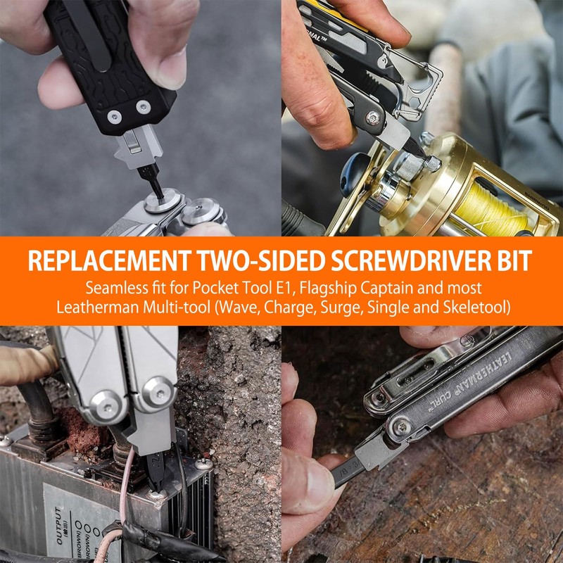 NexTool 10 Pack Replacement Double-Ended Screwdriver Bit for Leatherman Multi-Tool