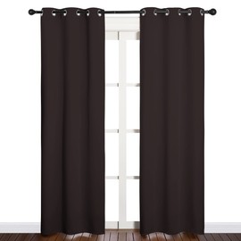 NICETOWN NICETOWN Thermal Curtains 84" Long, Energy Smart Thermal Insulated Solid Grommet Blackout Curtains/Drapes Window Panels (2 Panels, 34-inch x 84-inch, Toffee Brown)