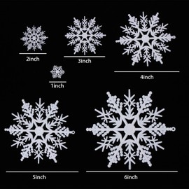 100 Pieces Plastic White Snowflakes Ornaments for Christmas Decoration DIY Craft Holiday Party Home Decoration, Assorted Sizes