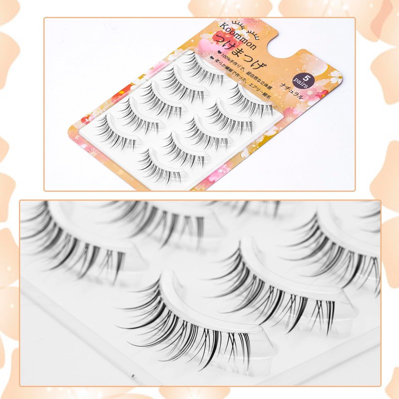 False Eyelashes, Natural, Transparent Band, Handmade, Upper Eyelashes, Ultra Lightweight,