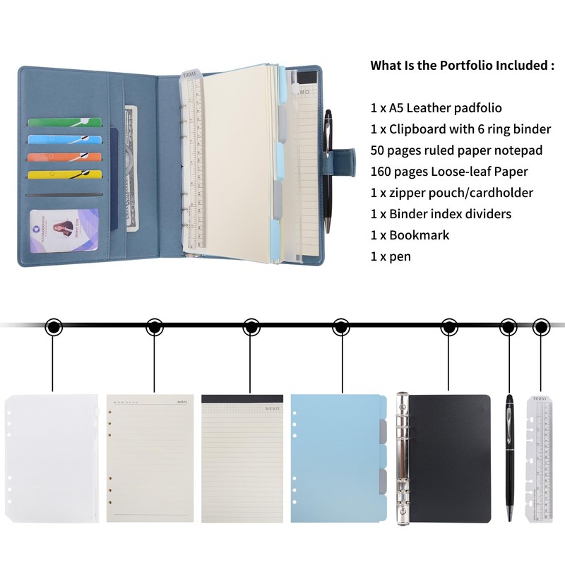 WASON A5 Diary Leather PU Lined Notebook Refillable Paper Journal,