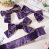 CABODYALS 2.5 Inch Purple Velvet Ribbon Wide Gold Edge Ribbon