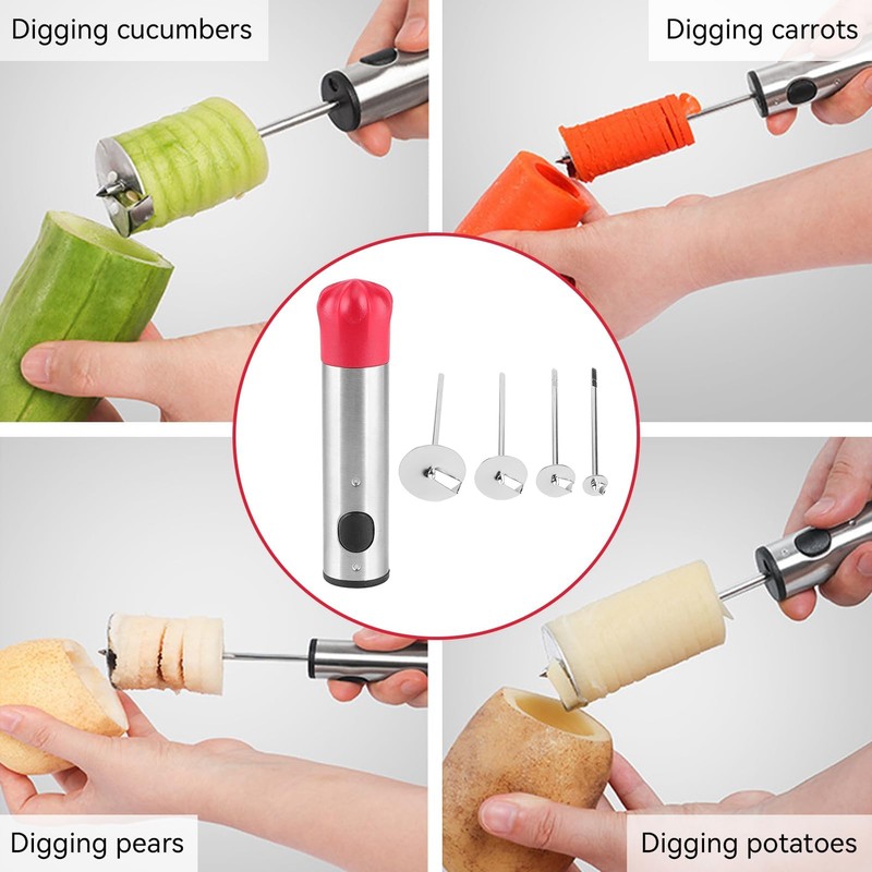 Vegetable Corer, Stainless Steel Vegetable Drill Fruit Corer with 4