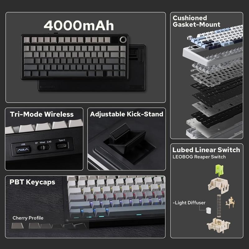 Aula F75 MAX Wireless Mechanical Keyboard 75% Layout Hot Swappable