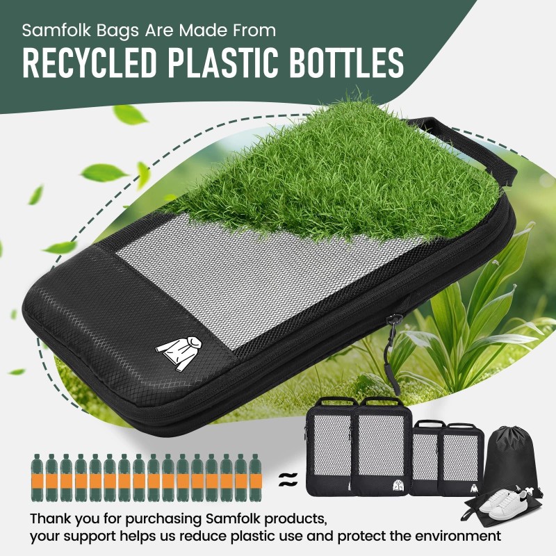 Samfolk Compression Packing Cubes for Travel, Lightweight 6 Set Bags