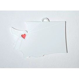 WASHINGTON STATE OUTLINE OLYMPIA RED HEART CUTOUT HOLIDAY ORNAMENT USA PR244-WA