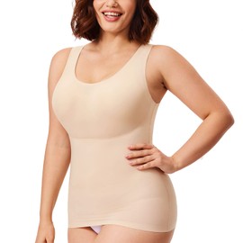 DELIMIRA Women's Shapewear Tummy Control Tank Tops Plus Size Seamless Camisole Beige 3X