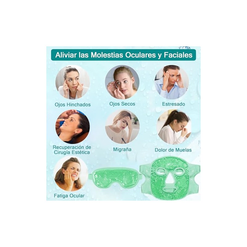 2 Piezas Máscara de Hielo para Ojos y Cara, Mascarilla