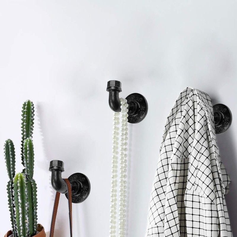 MINCORD 3Pcs Industrial Pipe Decor Coat Hook Racks - Heavy