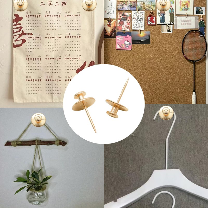 Pocoxll 25 Pcs Gold Push Pins, Double Head Nails Decorative