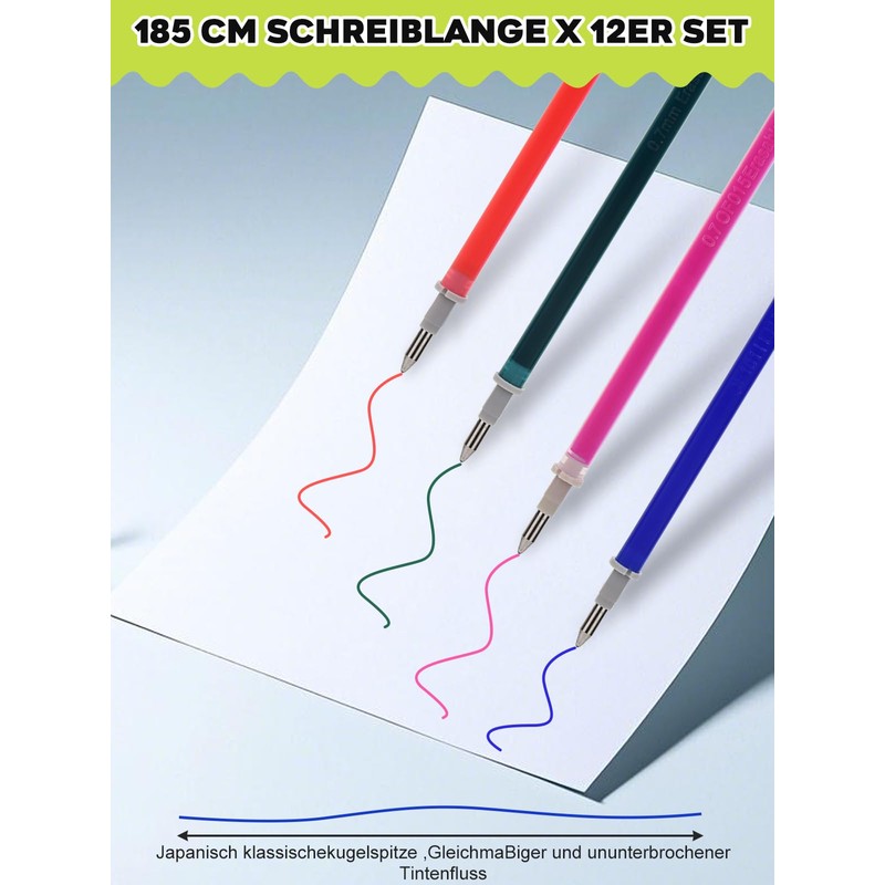 GutSache 12 x Erasable Refills [6 Blue, 2 Red, 2