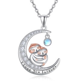 KINGWHYTE Sloth Necklace 925 Sterling Sliver Animal Monkey/Sloth Gifts Animal Jewelry For Women Monkey Necklace