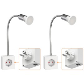 ledscom.de LESCH Reading Lamp Socket Lamp Chrome / White with GU10 LED Lamp 7 W 630 lm White Pack of 2