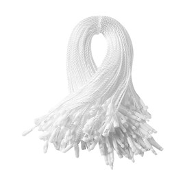 JIHUOO 500 Pcs Christmas Tree Ornament String Hooks Ornament Hangers Snap Locking Ropes Hang Tag String Rope Ornament Fasteners Xmas Precut Hanging Ropes White