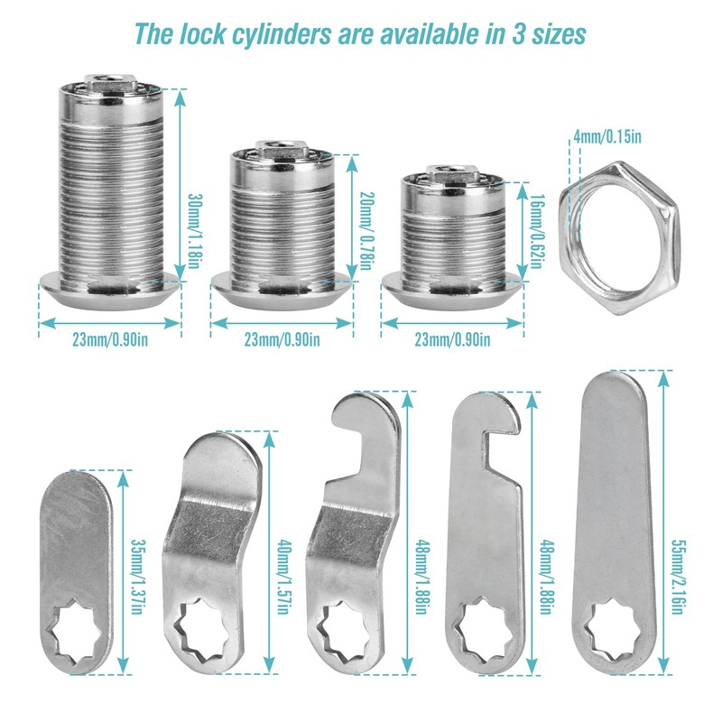Spesh 4 Sets Cabinet Cylinder Locks, 30mm Cupboard Locks, Each